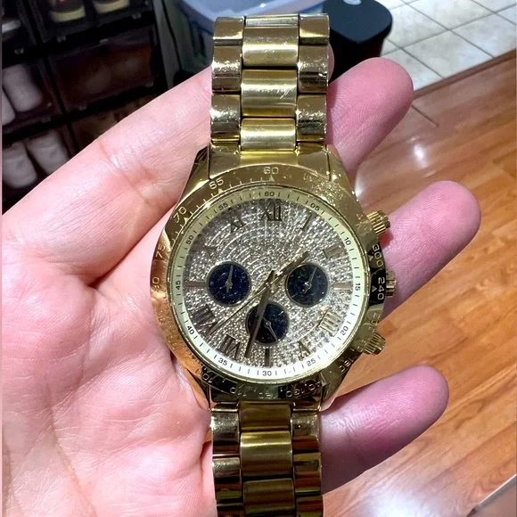 MICHAEL KORS 腕時計 ゴールド Michael Kors Layton Glitz Gold-Tone Crystal Dial Unisex